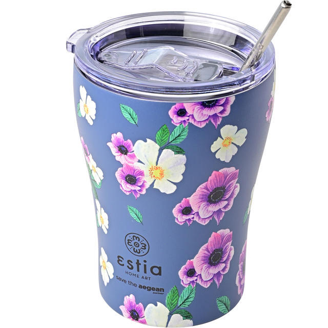 ESTIA 01-16883 TRAVEL MUG SAVE THE AEGEAN 350ML GARDEN BLUE