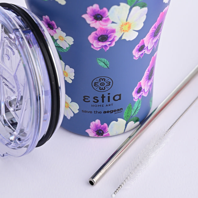 ESTIA 01-16883 TRAVEL MUG SAVE THE AEGEAN 350ML GARDEN BLUE