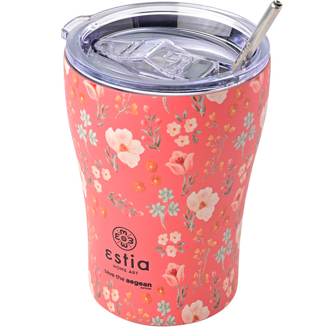 ESTIA 01-16906 TRAVEL MUG SAVE THE AEGEAN 350ML BOUQUET CORAL