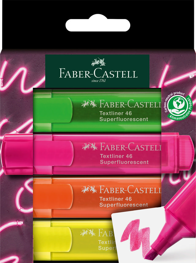 FABER CASTELL ΣΕΤ ΜΑΡΚΑΔΟΡΟΙ ΥΠΟΓΡΑΜΜΙΣΗΣ 4ΤΜΧ ΦΩΣΦΟΡΟΥΧΑ ΧΡΩΜΑΤΑ 