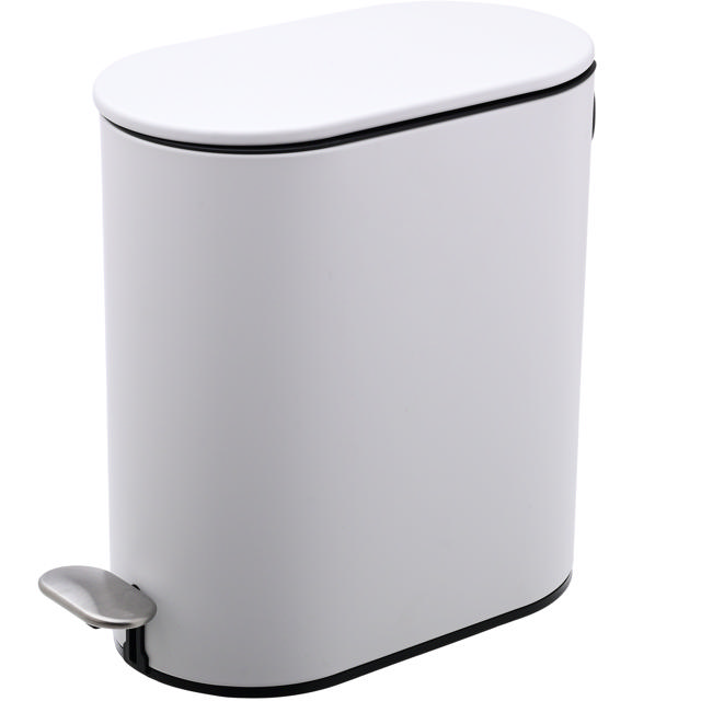 ESTIA 02-14575 PEDAL BIN SOFT CLOSE SLIM OVAL 5L MAT WHITE