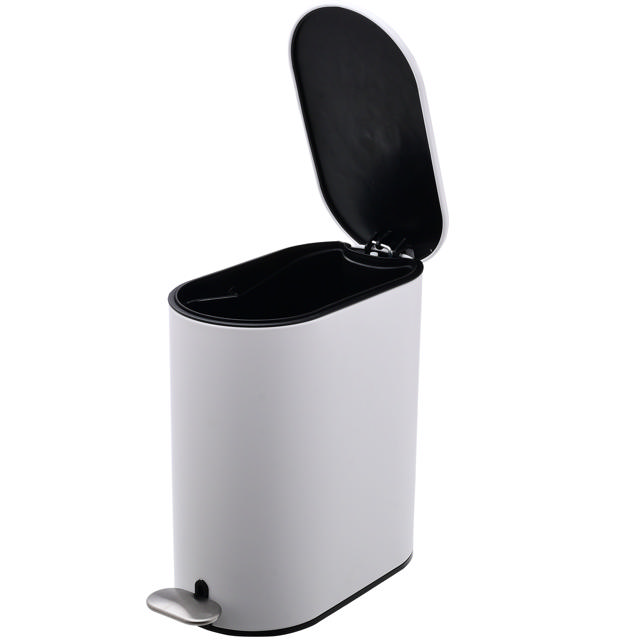 ESTIA 02-14575 PEDAL BIN SOFT CLOSE SLIM OVAL 5L MAT WHITE