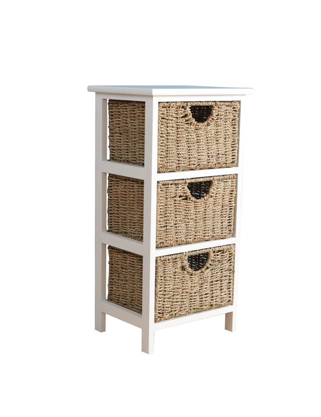 TINA WOODEN CHECT WITH 3 BASKETS