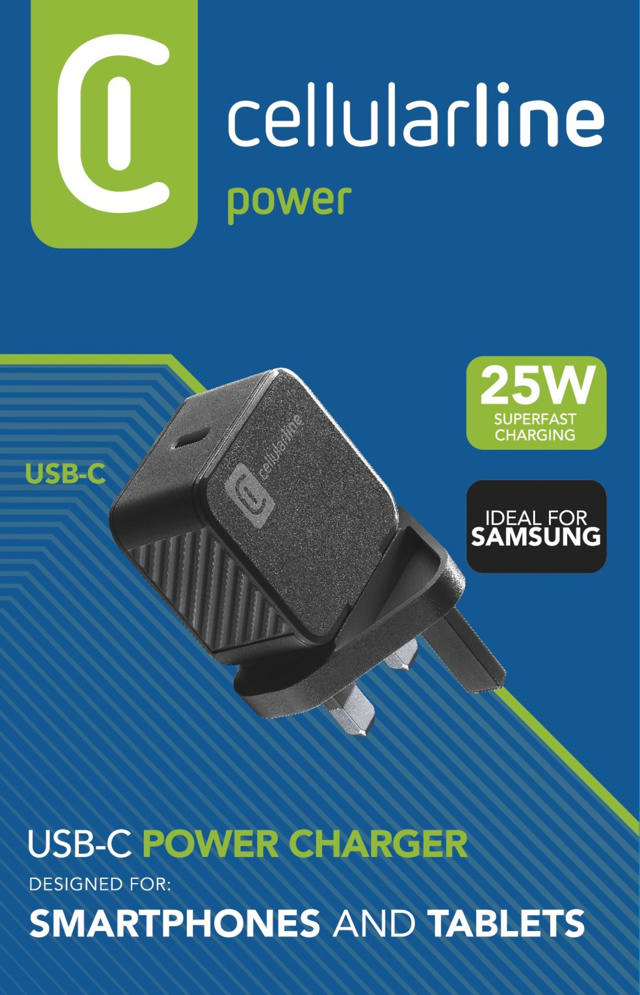 CELLULAR LINE USB-C CHARGER 25W BLACK