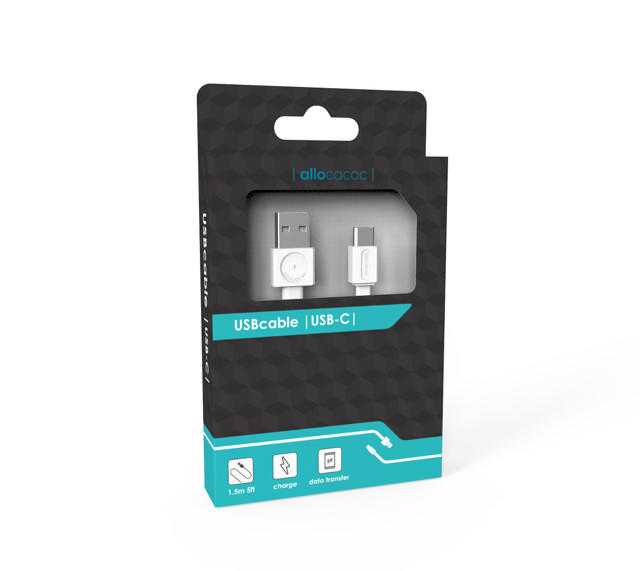 POWERCUBE USB CABLE USB-C FLAT WHITE