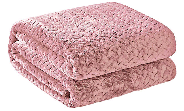 JACQUARD FLANNEL BLANKET 200X220CM PINK