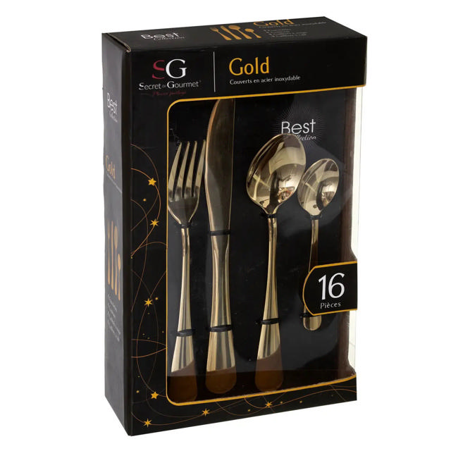 SECRET DE GOURMET SET OF 16 PIECES CUTLERY GOLD 