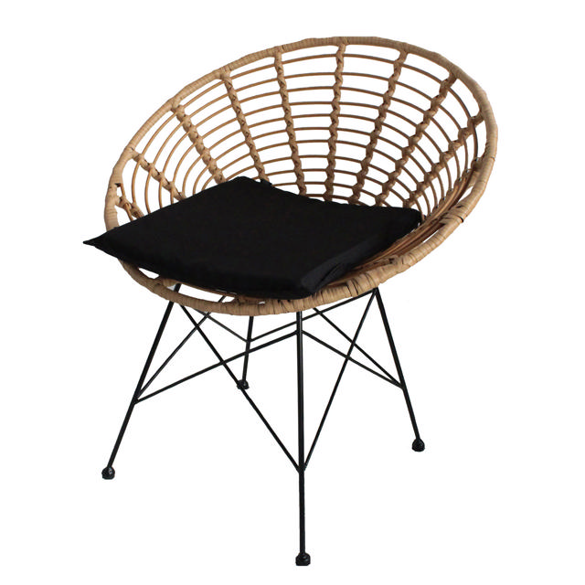 ΚΑΡΕΚΛΑ ΚΗΠΟΥ AELIUS ΦΥΣΙΚΟ/ΜΑΥΡΟ ΜΕΤΑΛΛΟ/RATTAN 72X62X78CM