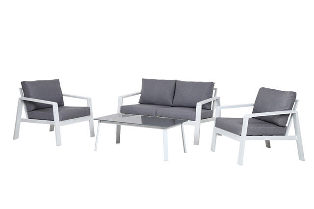 MARSEILLE 2 SEAT SOFA SET 4PCS - GREY/WHITE