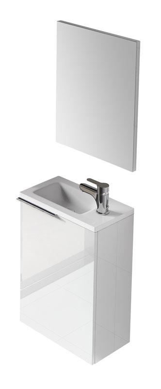 FORES COMPACT WITH MIRROR 58X22X40CM WHITE, MELAMINE