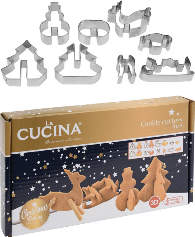 CHRISTMAS SHAPES COOKIE CUTTER SET 8PCS