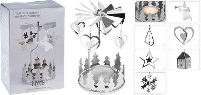 TEALIGHT HLDR CAROUSEL SILVER