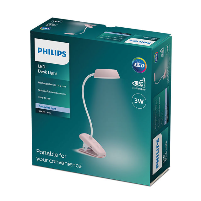 PHILIPS DONUTCLIP PT 3W 40K PINK WITH USB