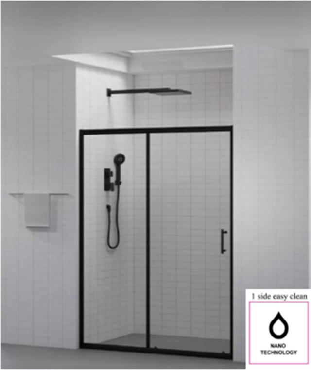 BELLAVIA CLEAR GLASS SHOWER CABIN BLACK ALUMINIUM 6MM 136-141X200CM