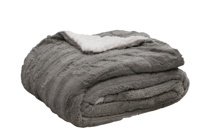 EASY HOME MAKALU SHERPA BLANKET 200X220CM GREY