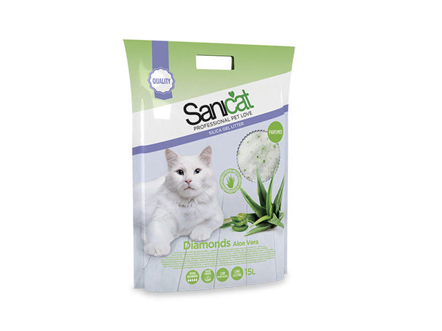 SANICAT CAT LITTER DIAMONDS ALOE VERA 15L