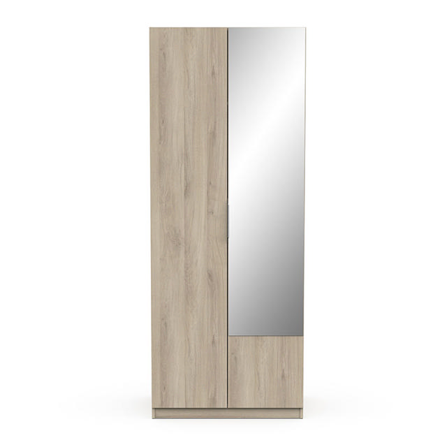 GHOST WARDROBE 2DRS WITH MIRROR OAK