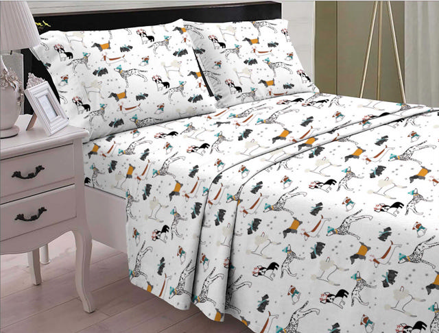 ELEGANCE FLANNEL BEDSHEET SET WITH DOGS 180X270CM