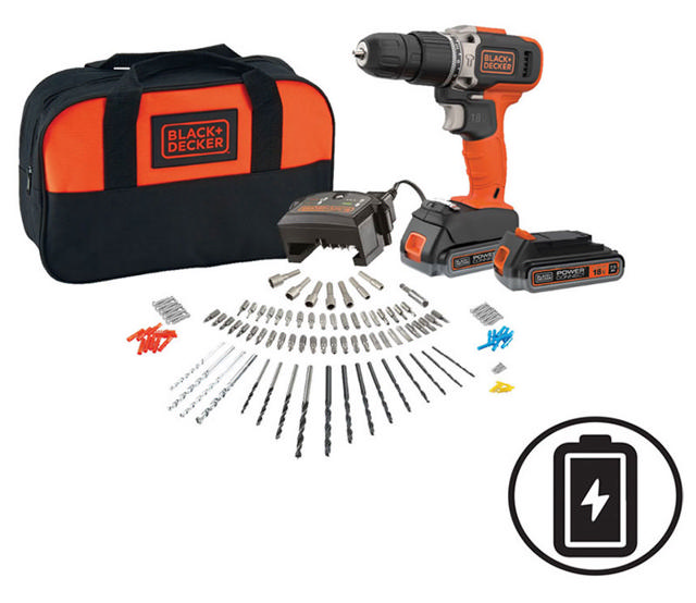 BLACK&DECKER 18V DRILL 400MA 120ACC