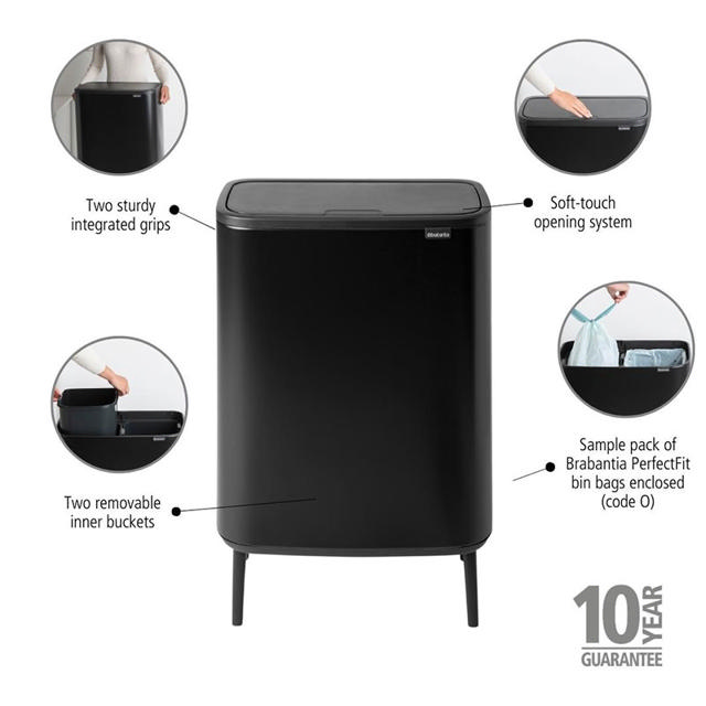 BRABANTIA BO TOUCH BIN HI 2X30L BLACK