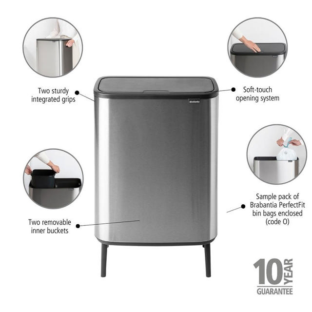 BRABANTIA BO TOUCH BIN HI2X30L MATT STEEL