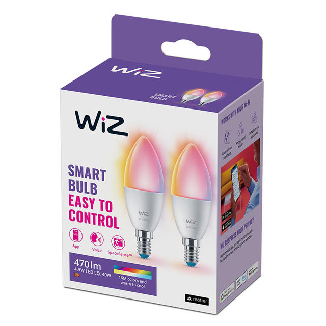 WIZ CONNECTED COLOUR CANDLE SMART BULB - E14 (2-PACK) 