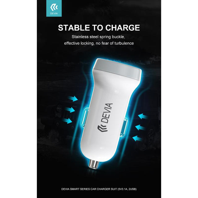 DEVIA CAR CHARGER 2USB 5V WH