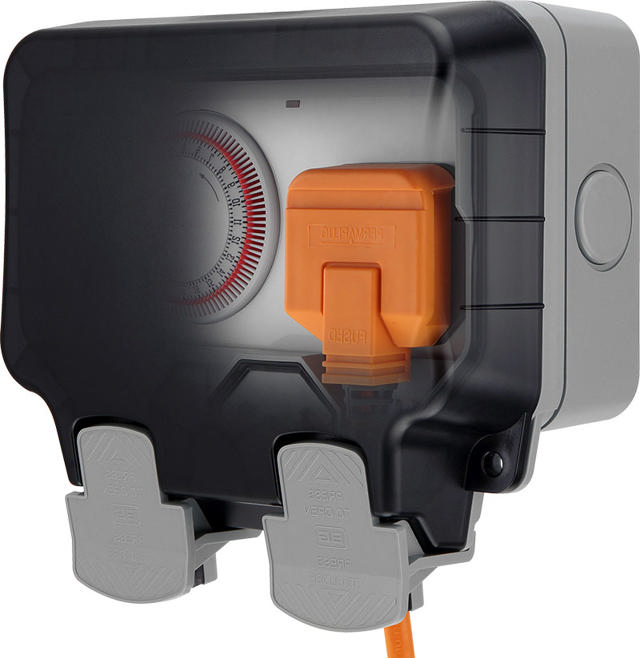 MASTERPLUG SINGLE TIMER 13A OUTDOOR GREY