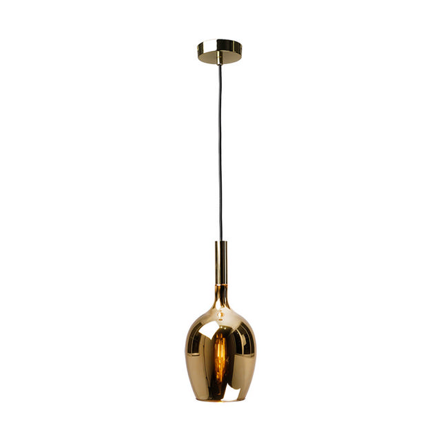 SUNLIGHT 1xE14 (MAX.10W) PENDANT LIGHT GLASS GOLD+BLACK IP20 Ø150xH345xH1570MM