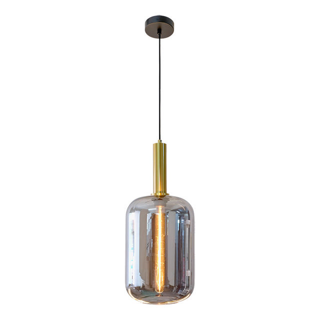 SUNLIGHT 1xE27 (MAX.25W) PENDANT LIGHT GLASS SMOKEY BRASS IP20 Ø200xH485xH1710MM