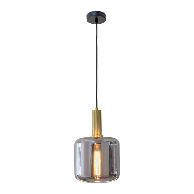 SUNLIGHT 1xE27 (MAX.25W) PENDANT LIGHT GLASS SMOKEY BRASS IP20 Ø200xH320xH1545MM