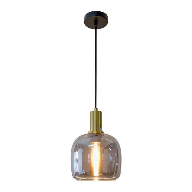 SUNLIGHT 1xE27 (MAX.25W) PENDANT LIGHT GLASS SMOKEY BRASS IP20 Ø180xH243xH1460MM