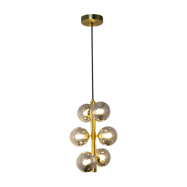 SUNLIGHT 6xG9 (MAX.6x5W) PENDANT LIGHT GLASS SMOKEY BRASS IP20 Ø250xØ355xH1780MM