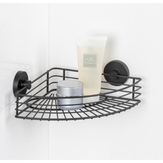 WENKO VACUUM-LOC CORNER SHELF BARI ΜΑΥΡΟ