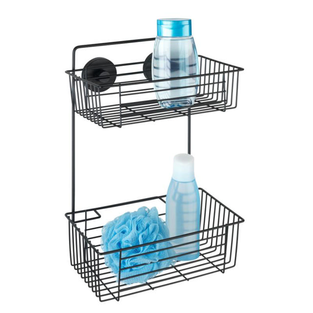 WENKO VACUUM-LOC 2-TIER WALL RACK BARI BLACK