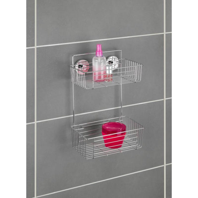 WENKO VACUUM-LOC 2-TIER WALL RACK BARI SILVER