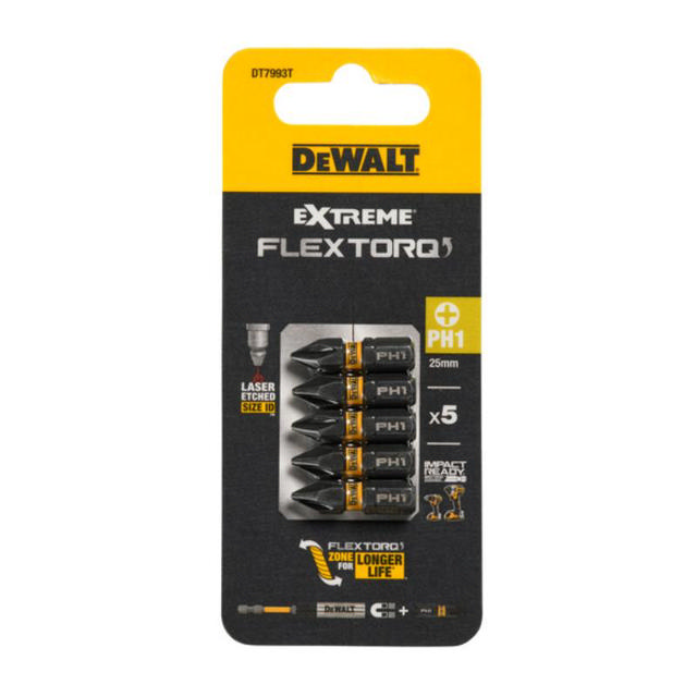 DEWALT TORSION BIT PH1 25MM 5 PIECES