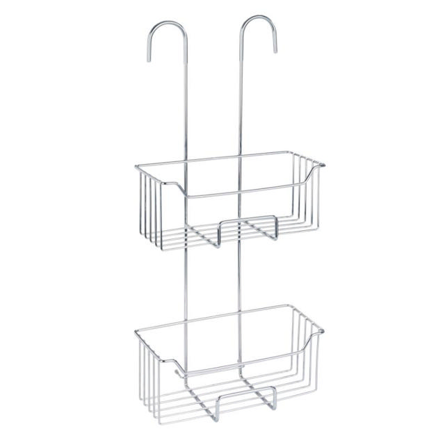 WENKO STAINLESS STEEL THERMOSTATIC-SHOWER CADDY MILO 2-TIER SHINY SILVER