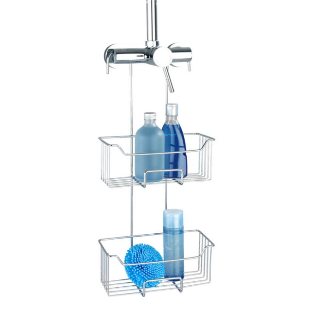 WENKO STAINLESS STEEL THERMOSTATIC-SHOWER CADDY MILO 2-TIER SHINY SILVER