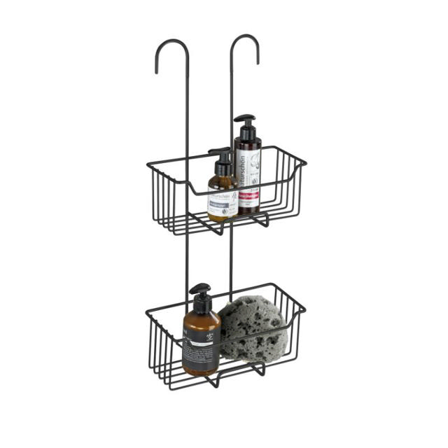 WENKO STAINLESS STEEL THERMOSTATIC-SHOWER CADDY MILO 2-TIER MATT BLACK