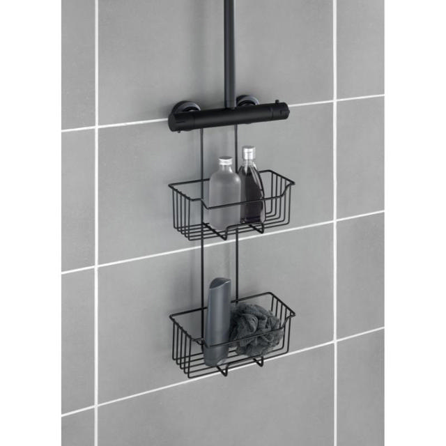 WENKO STAINLESS STEEL THERMOSTATIC-SHOWER CADDY MILO 2-TIER MATT BLACK