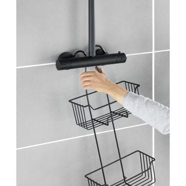 WENKO STAINLESS STEEL THERMOSTATIC-SHOWER CADDY MILO 2-TIER MATT BLACK