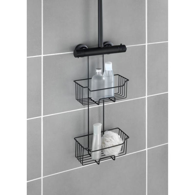 WENKO STAINLESS STEEL THERMOSTATIC-SHOWER CADDY MILO 2-TIER MATT BLACK