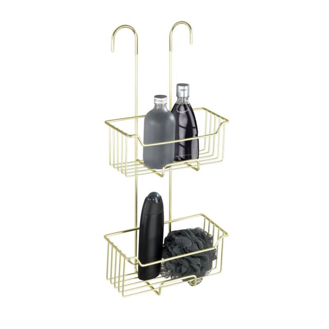 WENKO STAINLESS STEEL THERMOSTATIC-SHOWER CADDY MILO 2-TIER MATT GOLD