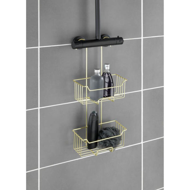 WENKO STAINLESS STEEL THERMOSTATIC-SHOWER CADDY MILO 2-TIER MATT GOLD