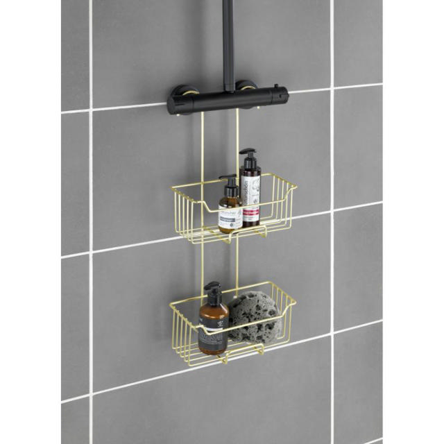 WENKO STAINLESS STEEL THERMOSTATIC-SHOWER CADDY MILO 2-TIER MATT GOLD