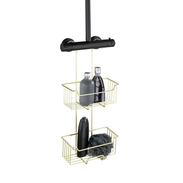 WENKO STAINLESS STEEL THERMOSTATIC-SHOWER CADDY MILO 2-TIER MATT GOLD