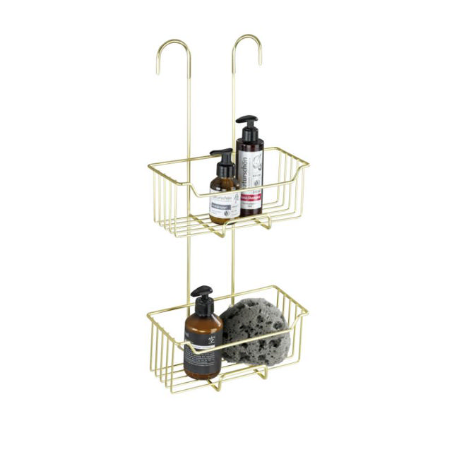 WENKO STAINLESS STEEL THERMOSTATIC-SHOWER CADDY MILO 2-TIER MATT GOLD