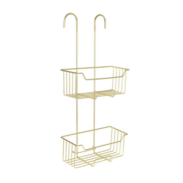 WENKO STAINLESS STEEL THERMOSTATIC-SHOWER CADDY MILO 2-TIER MATT GOLD