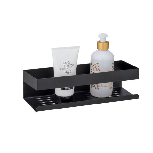 WENKO TURBO-LOC WALL SHELF GENOVA BLACK STAINLESS STEEL 30X10X8CM